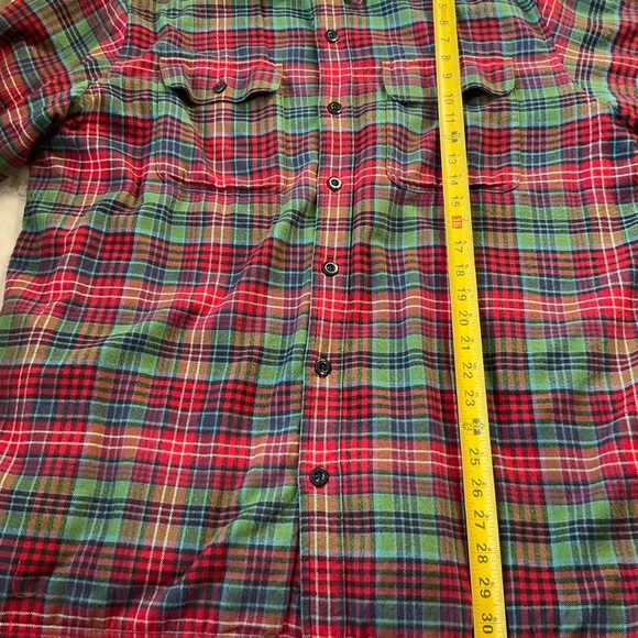 LL Bean Mens Flannel Plaid Fleece Lined Shirt Shacket Size XL Regular Red Green - Picture 6 of 10